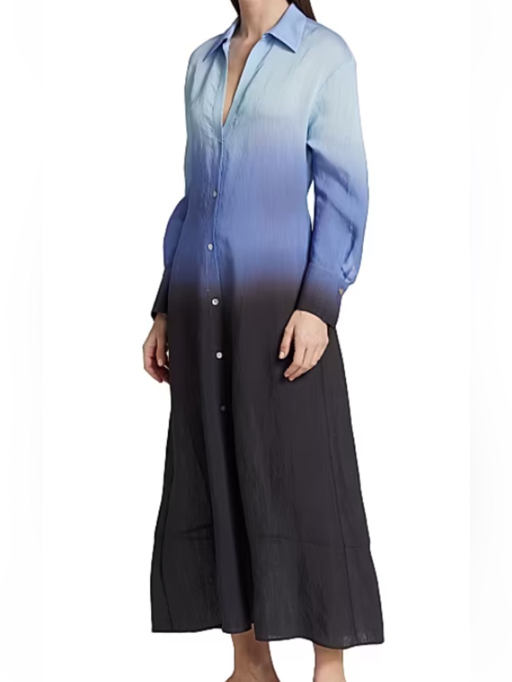 Vince Ombre Blue to Black Maxi Shirt Dress Size XXS - Picture 4 of 11